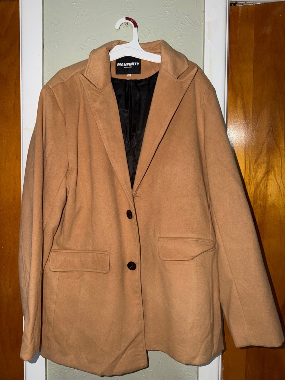 MANFINITY Men's Camel Blazer Jacket - Single-Breasted
